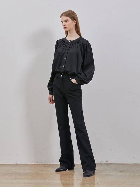Shirring round blouse black - RYUL+WAI: - BALAAN 2
