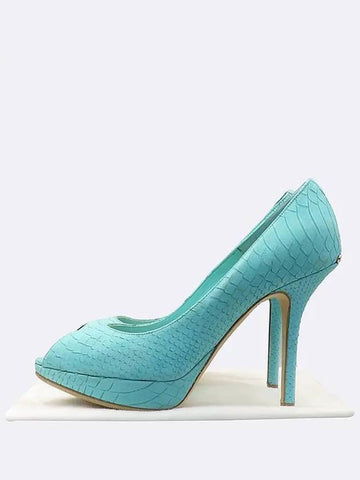 Mint color python pattern women s open toe pumps heel 235MM - DIOR - BALAAN 1