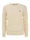 Embroidered Logo Pony Cable Knit Top Cream - POLO RALPH LAUREN - BALAAN 1