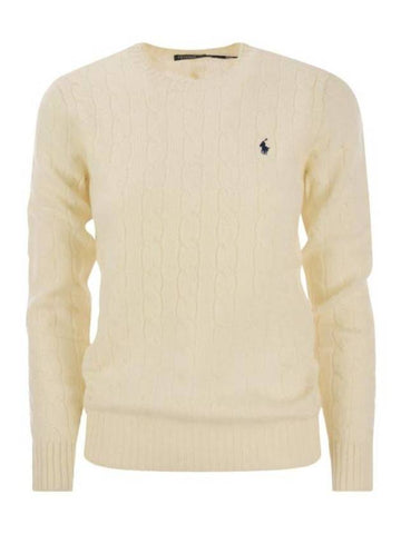 Embroidered Logo Pony Cable Knit Top Cream - POLO RALPH LAUREN - BALAAN 1