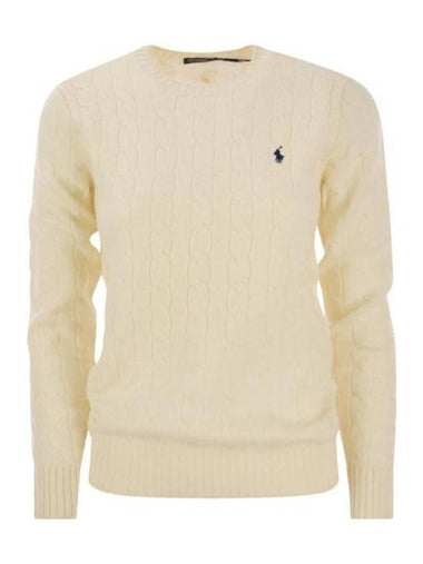 Embroidered Logo Pony Cable Knit Top Cream - POLO RALPH LAUREN - BALAAN 1