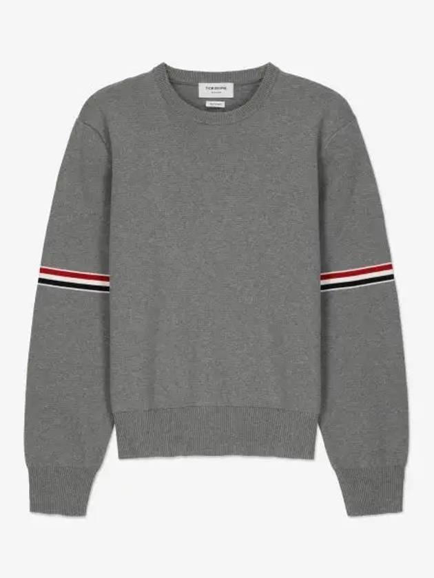 Men's Milan Stitch Armband Crew Neck Knit Top Light Grey - THOM BROWNE - BALAAN 2