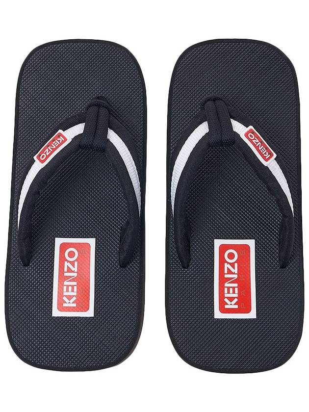 Logo Patch Striped Flip Flops Black - KENZO - BALAAN 7