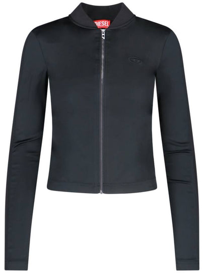 G Oper Rib Knit Stretch Satin Zip-Up Jacket Black - DIESEL - BALAAN 2