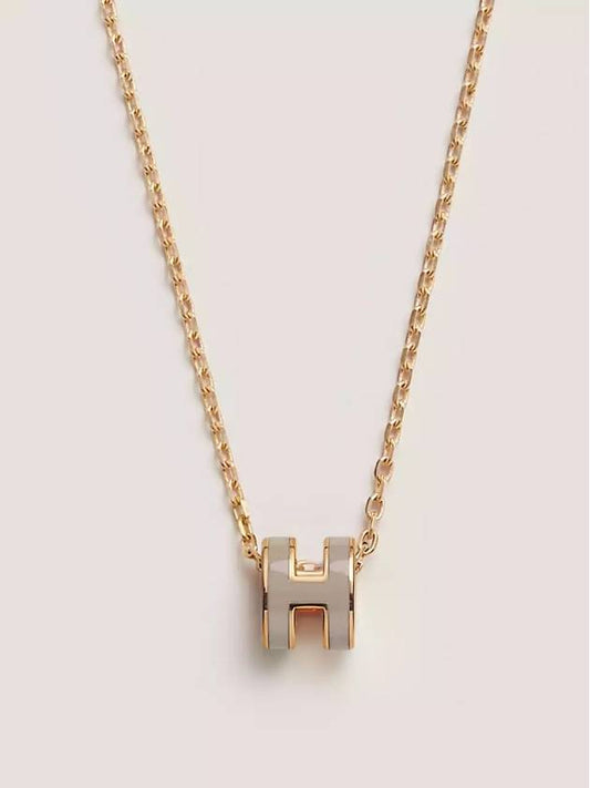 Mini Pop H Pendant Necklace Gold Marron Glace - HERMES - BALAAN 2