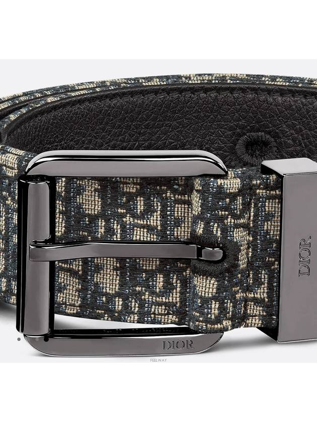 Micro Oblique Jacquard Belt Black Beige - DIOR - BALAAN 5