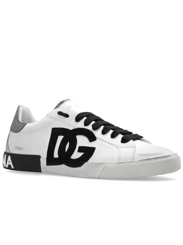 Dolce & Gabbana Portofino DC Logo Black Lace Up Low Top Sneakers White - DOLCE&GABBANA - BALAAN 5