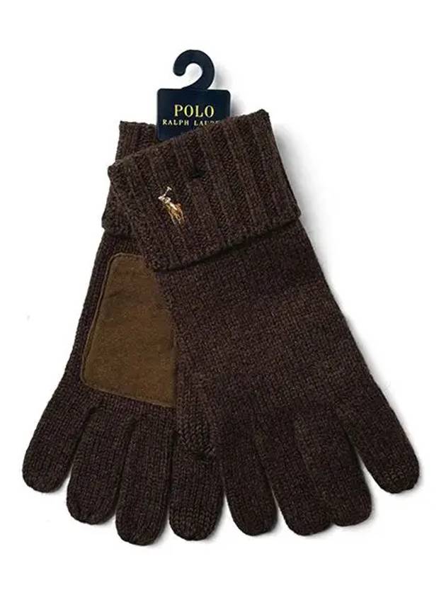 Signature Pony Merino Wool Touchscreen Gloves Brown - POLO RALPH LAUREN - BALAAN 3