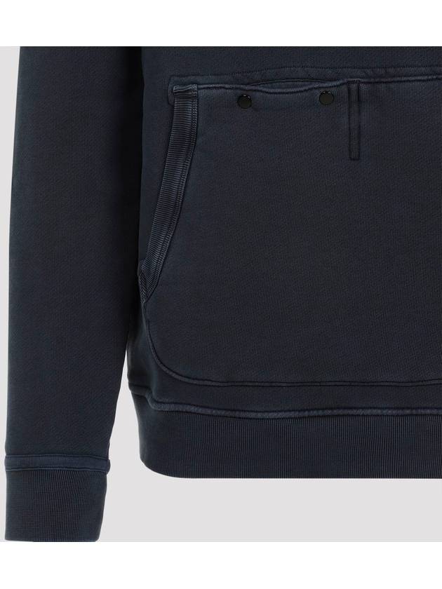 Old Effect Cotton Diagonal Fleece Hoodie Navy - STONE ISLAND - BALAAN 4