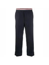 Low Rise Backstrap Super 120 Twill Straight Pants Navy - THOM BROWNE - BALAAN 1