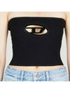 Women's D Logo Knit Crop Sleeveless Black - DIESEL - BALAAN 2