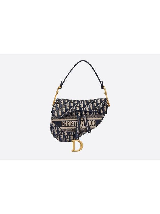 Saddle Oblique Jacquard Shoulder Bag Navy - DIOR - BALAAN 1