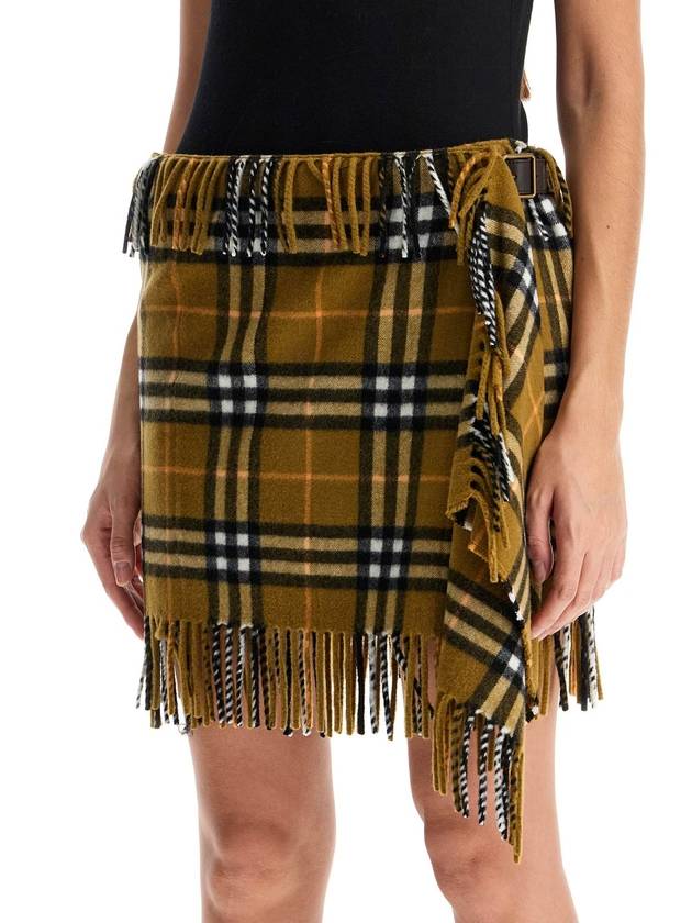 Check Wool Cashmere A-Line Skirt Oxide - BURBERRY - BALAAN 5