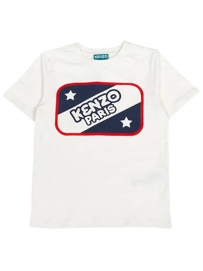 Kids Logo Print Short Sleeve T-Shirt White - KENZO - BALAAN 2