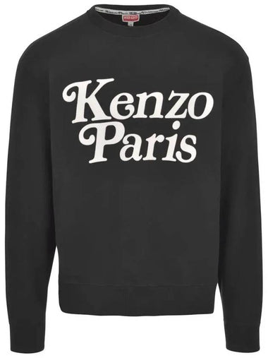 24SS Velvet Logo Buddy Sweatshirt Black 5SW146 4MG 99J - KENZO - BALAAN 1