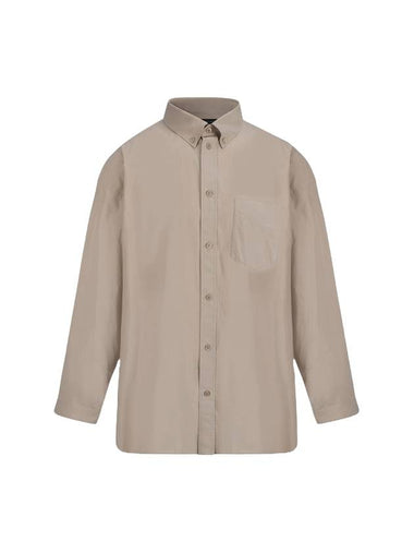 Logo oversized long sleeve shirt beige - BALENCIAGA - BALAAN 1