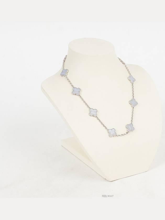 Van Cleef Arpels Vintage Alhambra Necklace 10 Motif White Gold Chalcedony 74188 - VANCLEEFARPELS - BALAAN 3