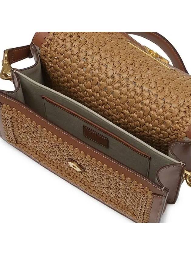 Plaque Mini Woven Shoulder Bag Brown - TOD'S - BALAAN 5