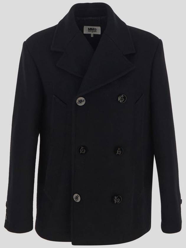 Men's Wool Blend Double Coat Black - MAISON MARGIELA - BALAAN 3