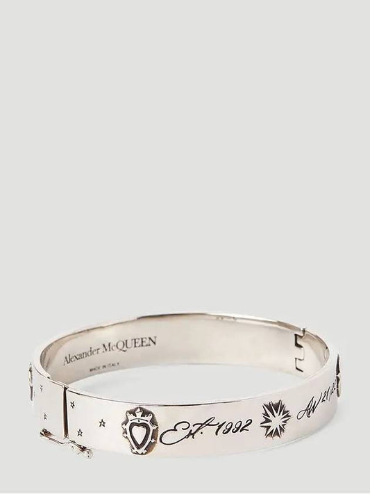 1992 heart logo vintage engraved bangle bracelet - ALEXANDER MCQUEEN - BALAAN 2