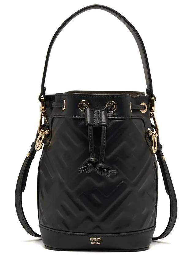 Mon Tresor FF Motif Leather Mini Bucket Bag Black - FENDI - BALAAN 5