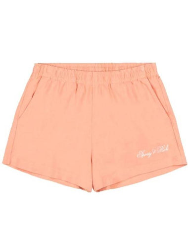 Logo Print Cotton Shorts Peach - SPORTY & RICH - BALAAN 1