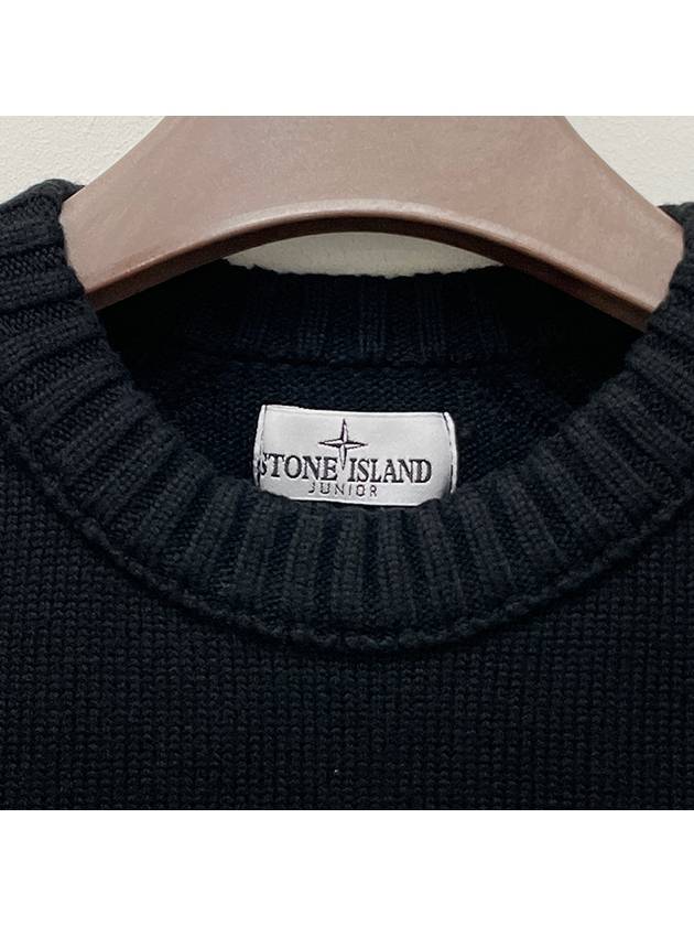 Kids Wappen Patch Cotton Knit Sweater Black 7716515A2 V0029 - STONE ISLAND - BALAAN 5