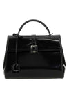 Le Fermoir Small Top-Handle Brushed Leather Tote Bag Black - SAINT LAURENT - BALAAN 1