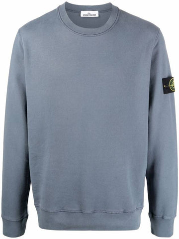 Wappen Patch Crewneck Sweatshirt Blue Grey - STONE ISLAND - BALAAN 1