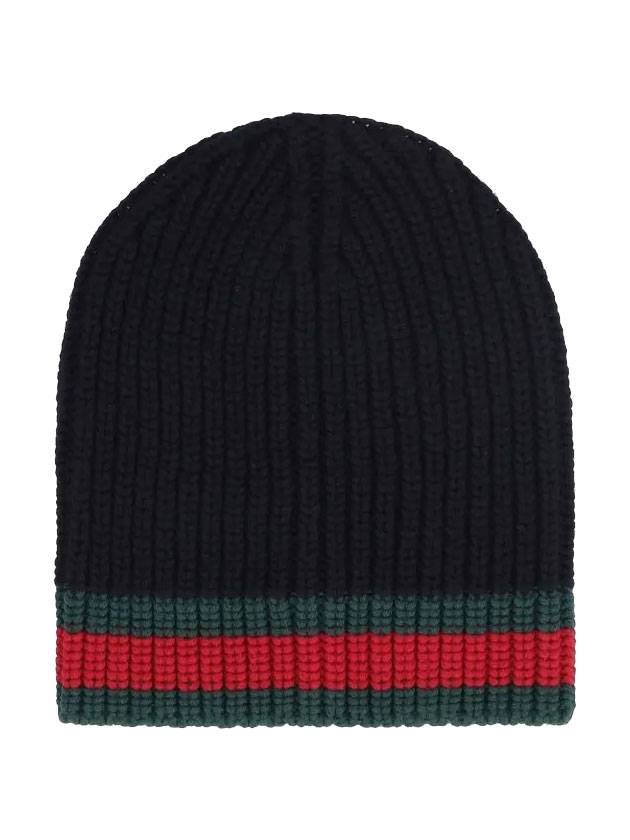 Men's Web Beanie Black - GUCCI - BALAAN.