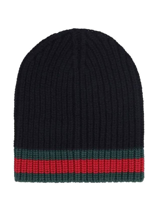 Web Wool Beanie Black - GUCCI - BALAAN 1