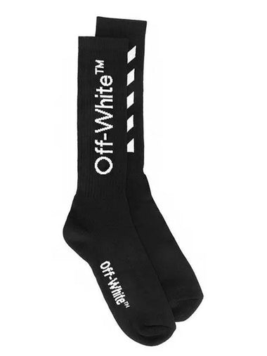 Diagonal Stripe Midium Socks Black - OFF WHITE - BALAAN 1