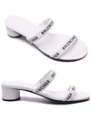 Women's Logo Round Sandals Heel White - BALENCIAGA - BALAAN.