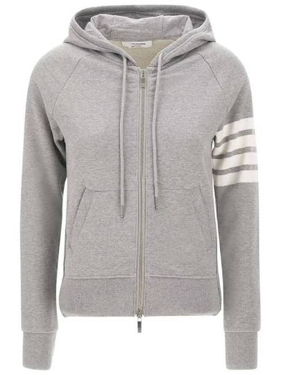 Engineered 4-Bar Stripe Loopback Jersey Knit Zip Up Hoodie Light Grey - THOM BROWNE - BALAAN 2