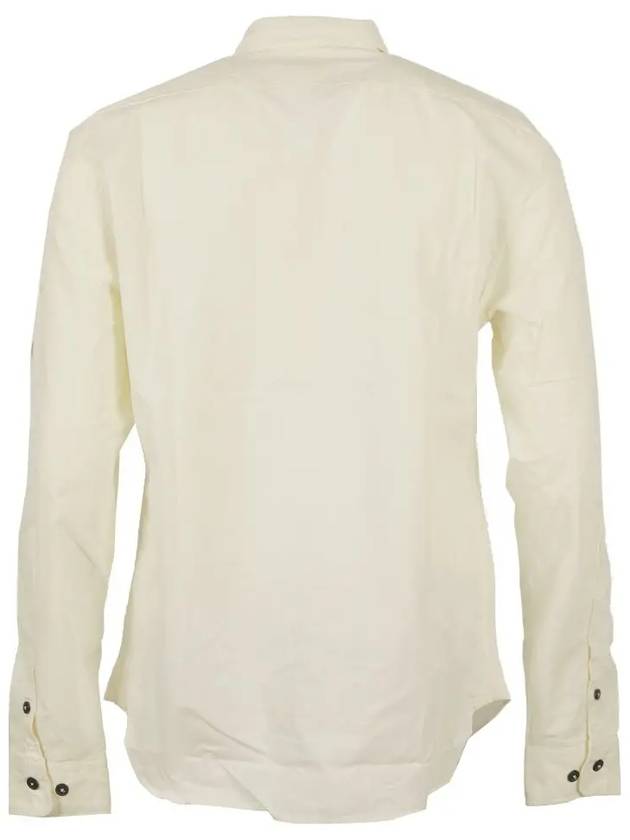 Men's Gabardine Lens Wappen Long Sleeve Shirt White - CP COMPANY - BALAAN.