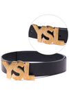 Big Logo Leather Belt Black Gold Plated - SAINT LAURENT - BALAAN.