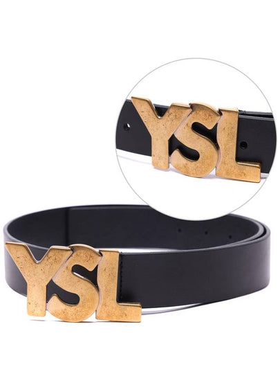 Big Logo Leather Belt Black - SAINT LAURENT - BALAAN 2