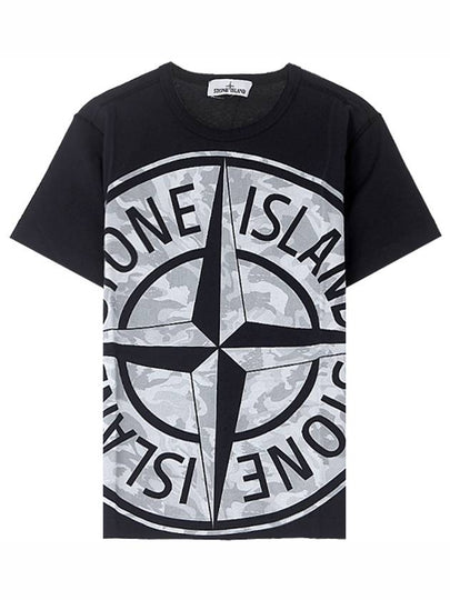 Men's Big Logo Camo Short Sleeve T-Shirt Navy - STONE ISLAND - BALAAN 2