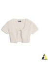 La Maile Neve Logo Charm Fluffy Crop Cardigan Offwhite - JACQUEMUS - BALAAN 2