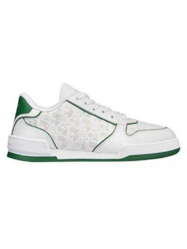 One Oblique Perforated Calfskin Low Top Sneakers White Green - DIOR - BALAAN 2