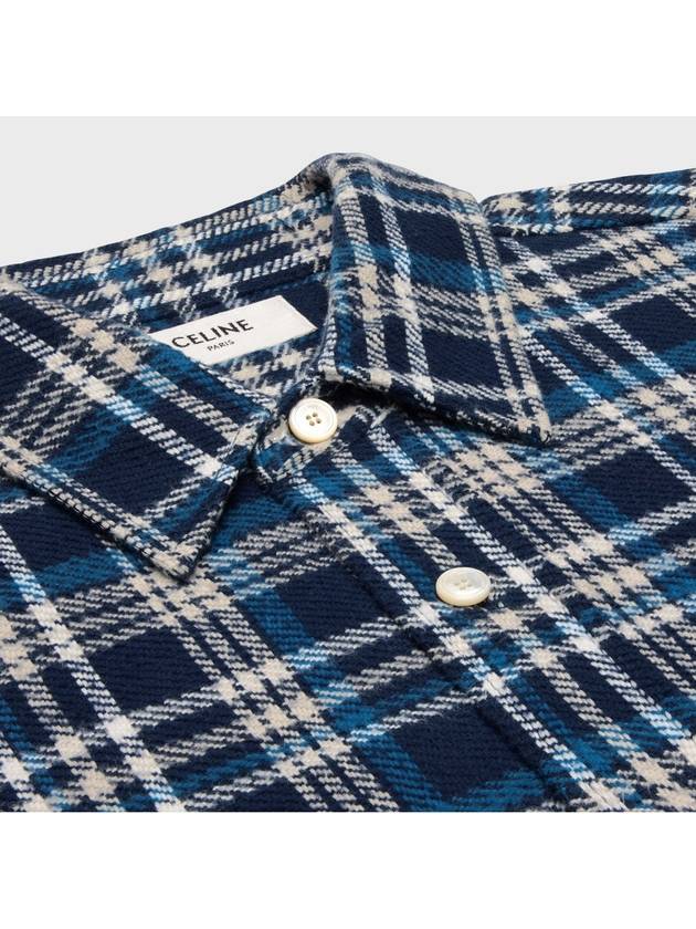 Loose Lumberjack Check Cotton Long Sleeve Shirt Navy - CELINE - BALAAN 5