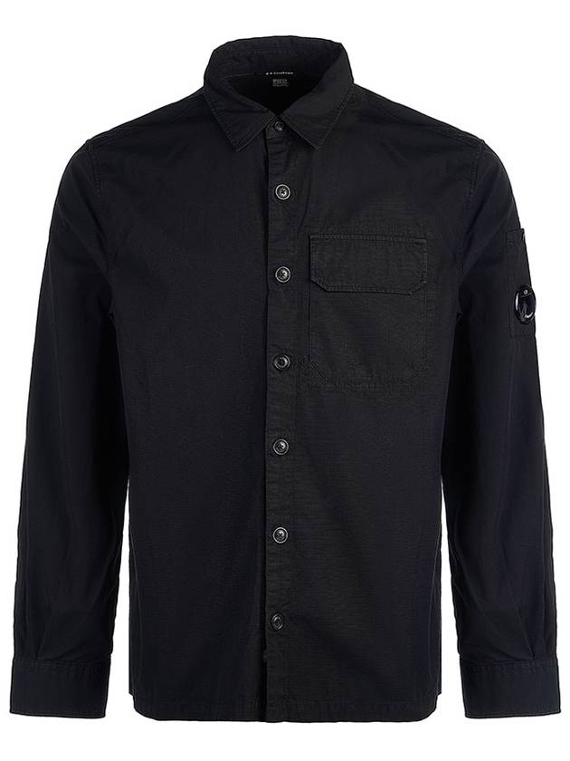 Lens Wappen Ripstop Shirt Zip Up Jacket Black - CP COMPANY - BALAAN 2