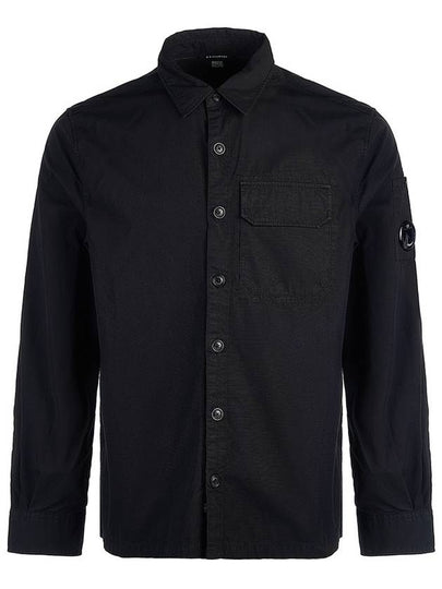 Lens Wappen Ripstop Shirt Zip Up Jacket Black - CP COMPANY - BALAAN 2