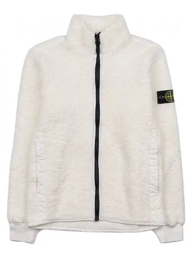 Kids Garment Dyed Cotton Polyester Terry Zip Up Jacket White - STONE ISLAND - BALAAN 2