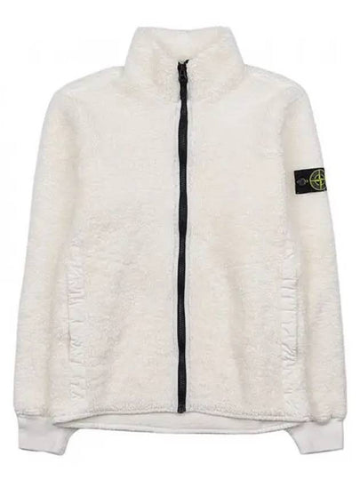 Kids Garment Dyed Cotton Polyester Terry Zip Up Jacket White - STONE ISLAND - BALAAN 2