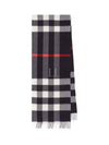 Fringed Checked Cashmere Scarf Navy - BURBERRY - BALAAN 2