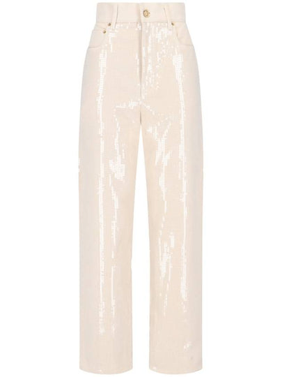 Transparent All Over Sequin Straight Pants Ecru - GOLDEN GOOSE - BALAAN 2