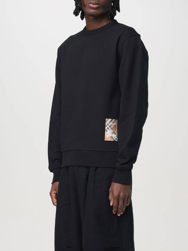 Check Label Cotton Sweatshirt Black - BURBERRY - BALAAN 5