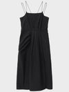 Cotton Nylon Draping Long Dress Black - NOIRER FOR WOMEN - BALAAN 4