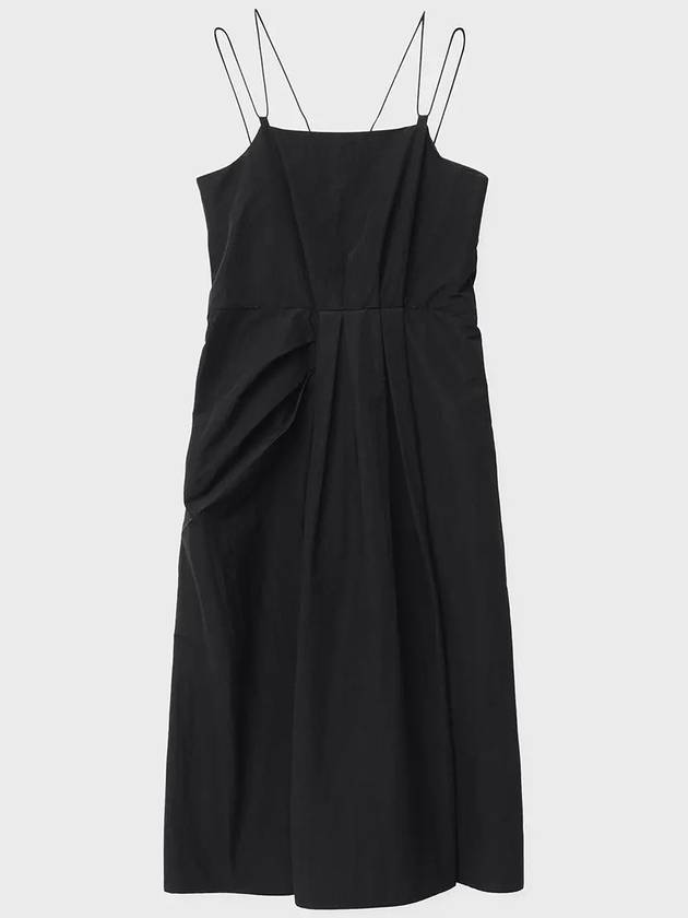 Cotton Nylon Draping Long Dress Black - NOIRER FOR WOMEN - BALAAN 4